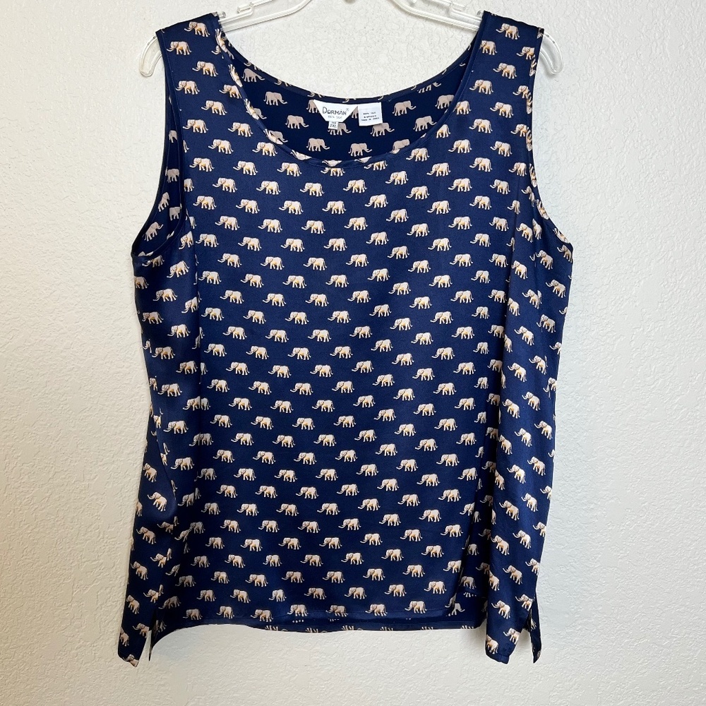 Dorman 100% Silk Elephant Print Camisole
